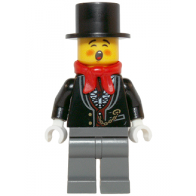caroler male - tuxedo shirt and gold watch fob