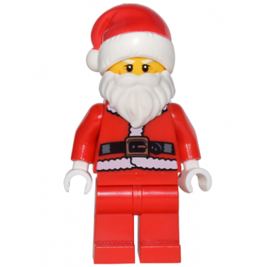 santa - fur lined jacket with copper belt buckle red legs white eyebrows