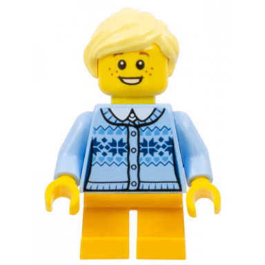 girl - fair isle sweater bright light yellow ponytail bright light orange legs short freckles