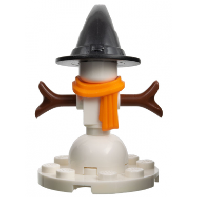 snowman - black wizard witch hat orange scarf