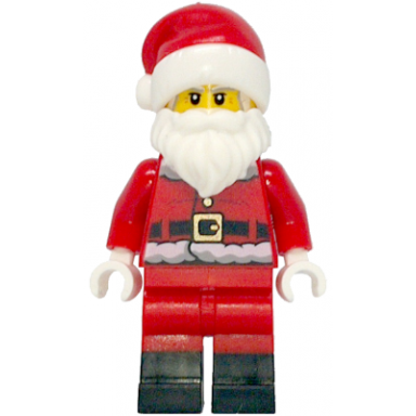 santa - fur lined jacket with candy cane on back red legs with black boots santa hat with molded red top
