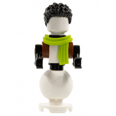 snowman - black hair lime scarf