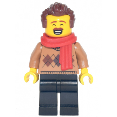 dad - medium nougat argyle sweater red scarf black legs reddish brown hair