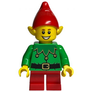 elf - green scalloped collar with bells red hat