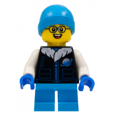 child - boy black ice planet coat dark azure short legs dark azure beanie glasses