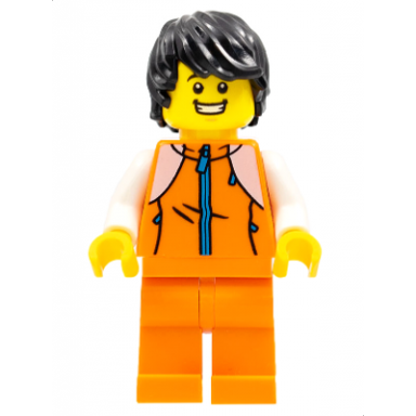 man orange tracksuit black hair