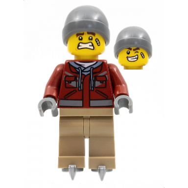 man dark red jacket dark tan legs dark bluish gray beanie ice skates