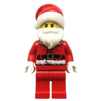 santa - fur lined jacket with candy cane on back red legs thick moustache