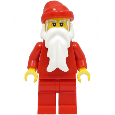 santa red legs white bushy eyebrows crows feet