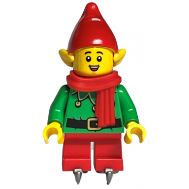 elf - red hat and scarf ice skates