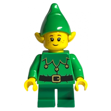 elf - green scalloped collar with bells closed mouth with freckles