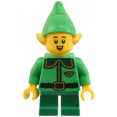 elf - dark green collar and gold horn open mouth smile with freckles