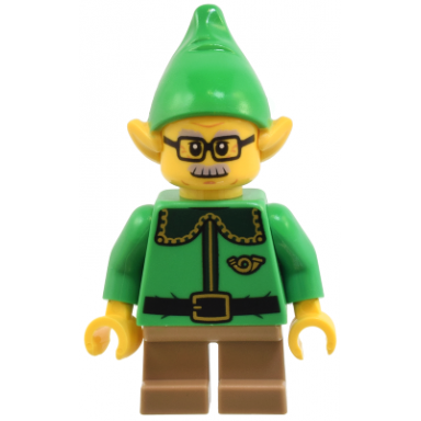 elf - dark green collar and gold horn moustache and glasses