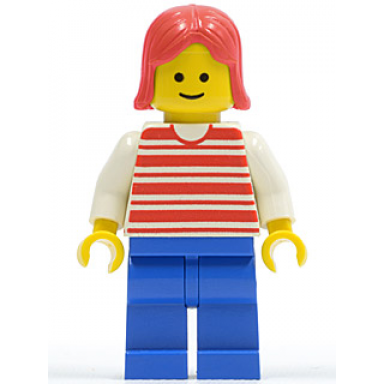horizontal lines red - white arms - blue legs red female hair