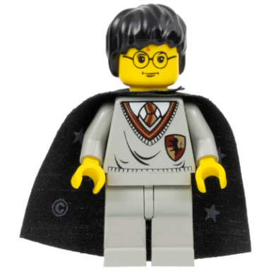 harry potter - gryffindor shield torso light gray legs black cape with stars