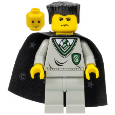 vincent crabbe - light gray slytherin sweater and legs black cape with stars black flat top ron weasley transformation