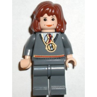 hermione granger - gryffindor stripe torso with time turner necklace dark bluish gray legs