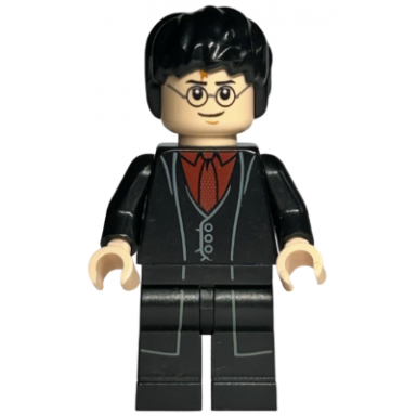 harry potter - black long coat and vest dark red shirt and tie