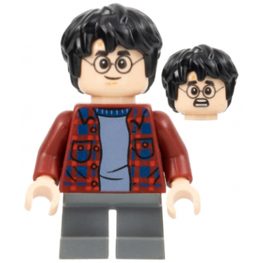 harry potter - dark red plaid flannel shirt dark bluish gray short legs