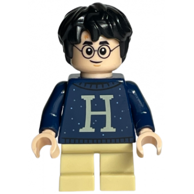harry potter - dark blue sweater with letter h tan short legs