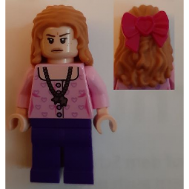 lavender brown - bright pink blouse