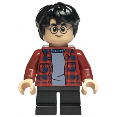 harry potter - dark red plaid flannel shirt black short legs