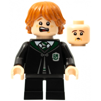 ron weasley - black slytherin robe and short legs vincent crabbe transformation