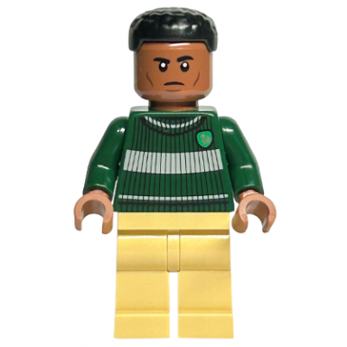 blaise zabini - dark green slytherin quidditch sweater tan legs