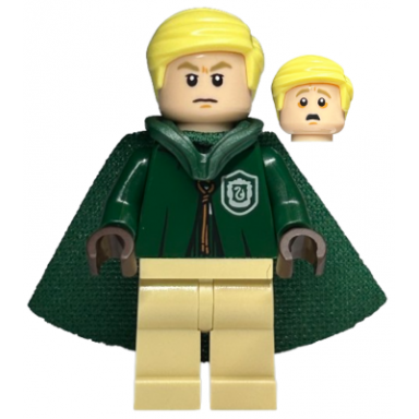 draco malfoy - dark green slytherin quidditch uniform with hood and cape