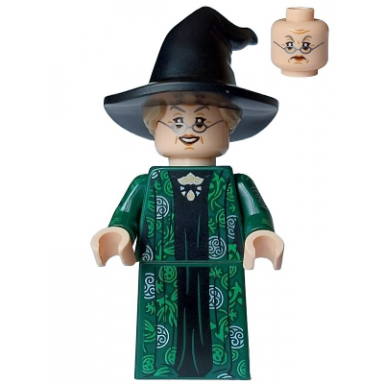 professor minerva mcgonagall - dark green robe over black dress hat with hair printed arms