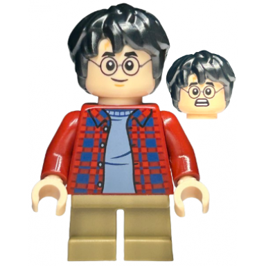 harry potter - dark red plaid flannel shirt dark tan short legs