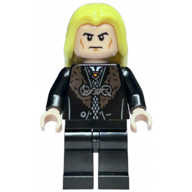 lucius malfoy - black robe bright light yellow hair plain legs