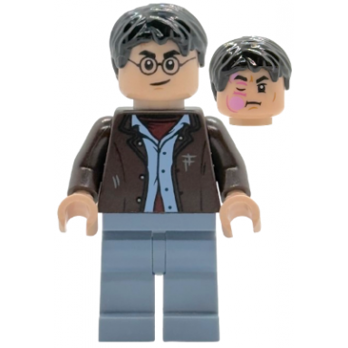 harry potter - dark brown open jacket sand blue legs bright pink stinging jinx face