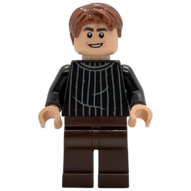 oliver wood - black striped sweater dark brown legs