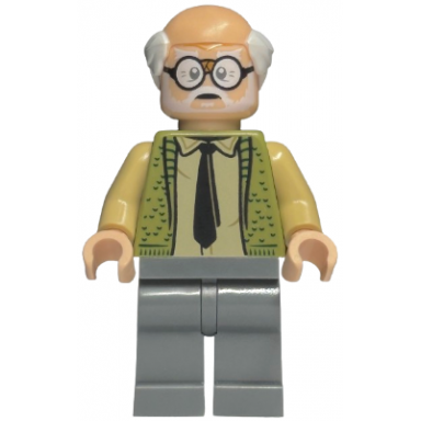 ernie prang - olive green vest knit half bald dark bluish gray legs