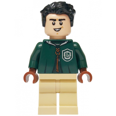 marcus flint - dark green slytherin quidditch uniform with hood tan legs