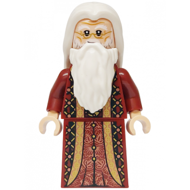 albus dumbledore - dark red robe with gold hem white hair