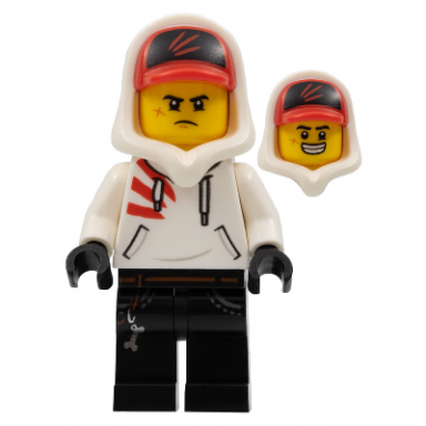 jack davids - white hoodie with cap and hood large smile grumpy