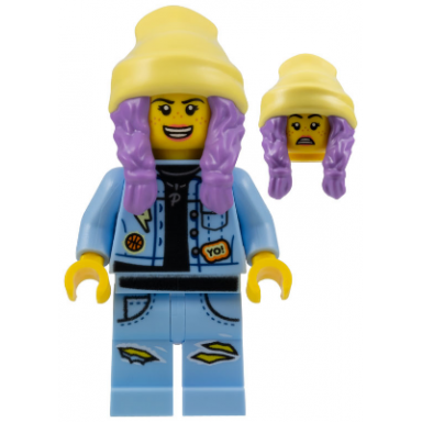 parker l jackson - denim jacket with beanie open mouth smile scared
