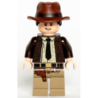 indiana jones - dark brown jacket black tie reddish brown dual molded hat with hair light nougat hands