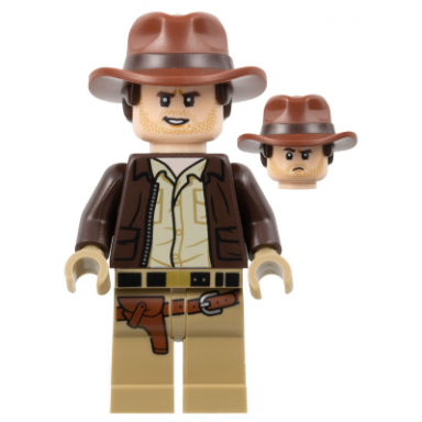 indiana jones - dark brown jacket reddish brown dual molded hat with hair dark tan hands