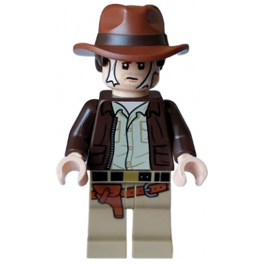 indiana jones - dark brown jacket reddish brown dual molded hat with hair spider web on face