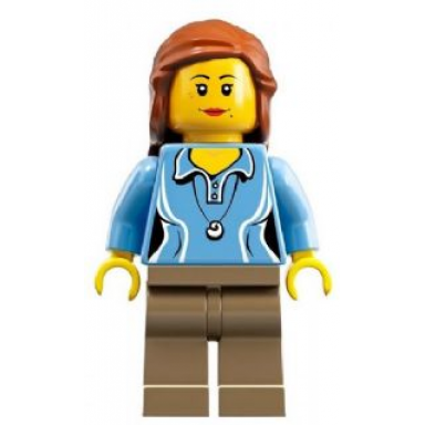research scientist female medium blue top