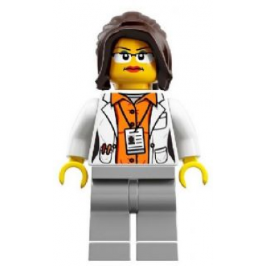 research scientist female white lab coat