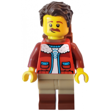 camper - male dark brown hair red jacket dark tan legs with reddish brown boots backpack