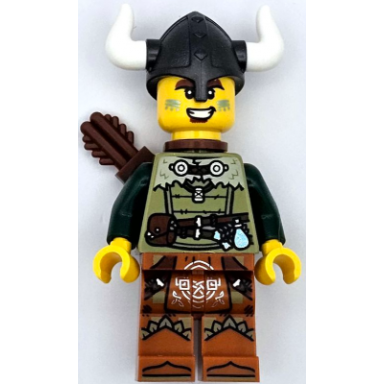 viking archer - male olive green tunic dark orange legs with loincloth pearl dark gray helmet quiver