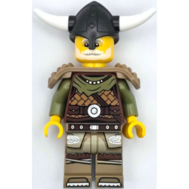 viking chieftain - male leather armor dark tan legs with tunic pearl dark gray helmet shoulder armor