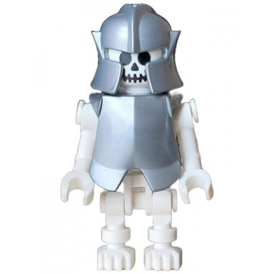 skeleton - standard skull bent arms vertical grip flat silver helmet and armor breastplate colin the fighter