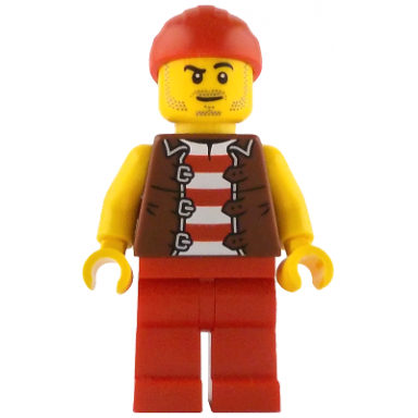 bosun will - pirate reddish brown vest over red and white striped shirt red legs