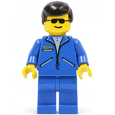 jacket blue - blue legs black male hair sunglasses